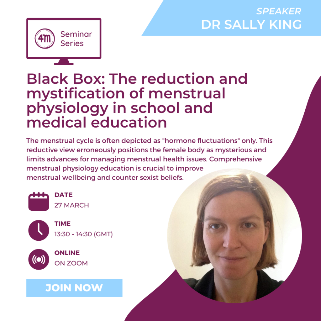 Upcoming Seminar | Black Box: The reduction and mystification of menstrual physiology in school and medical education